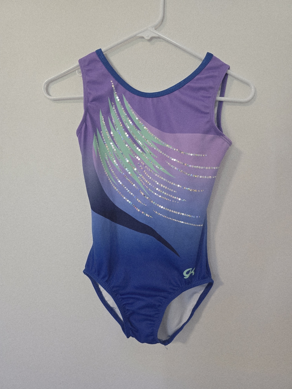 GK Purple & Blue Leotard Spangles Adult Small Gymnastics or Dance Tank Style